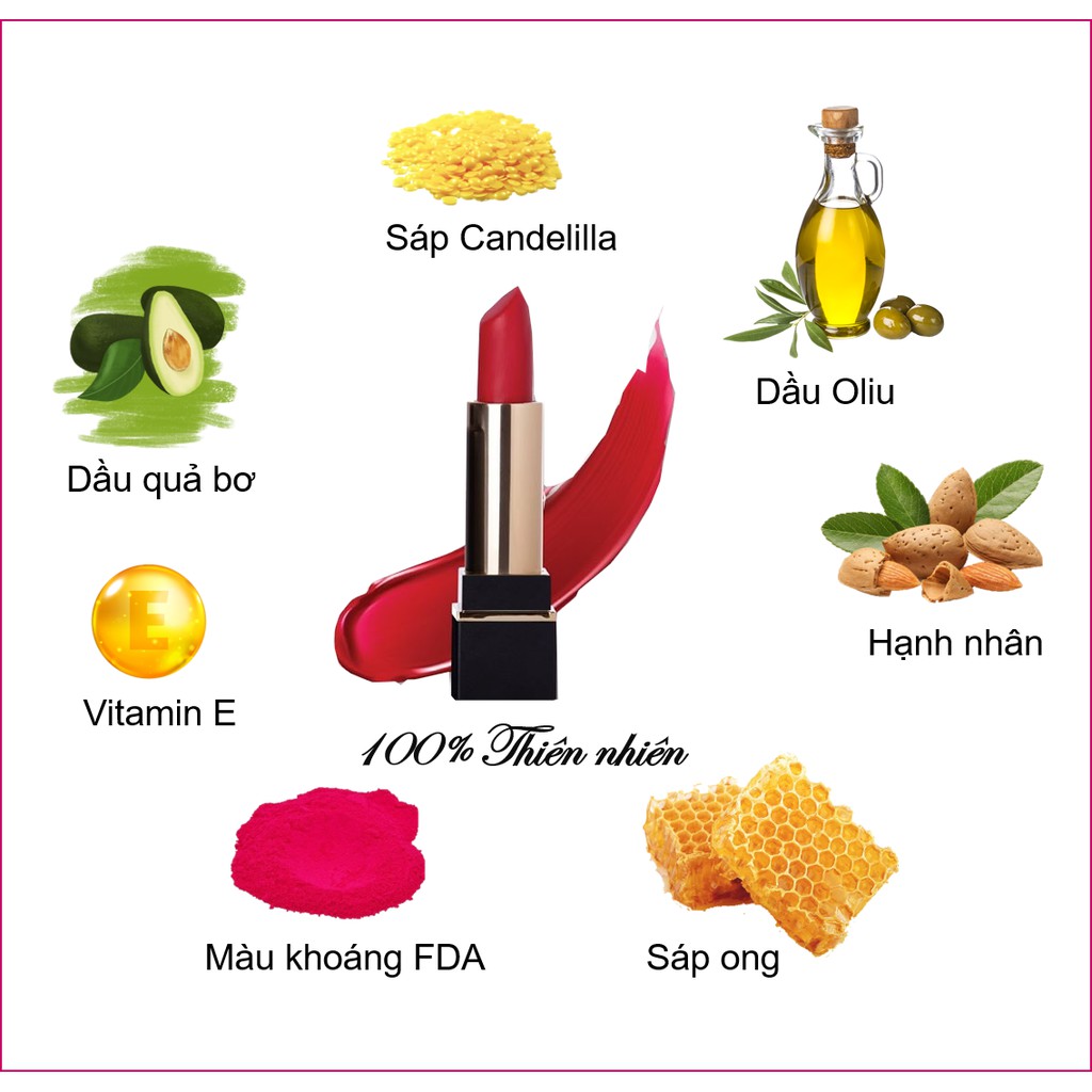 Son Thỏi Lì Handmade Passion Luxury Matte De' Son Garden Lipstick Không Chì Siêu Lì 5g