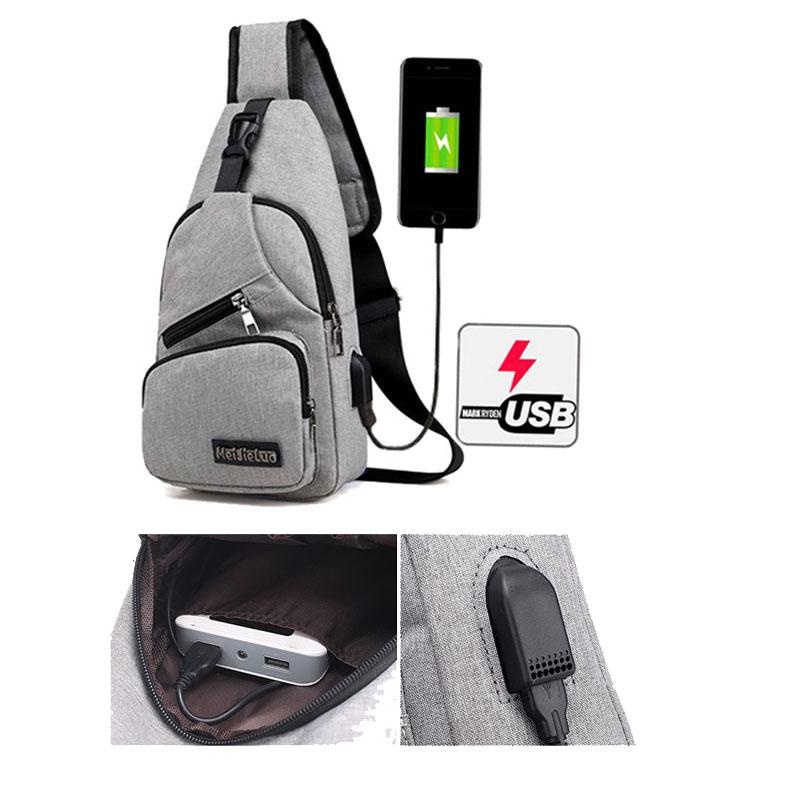 Túi Canvas Đeo Chéo Vai Sức Chứa Lớn Đa Năng Thời Trang Cao Cấp Có Cổng Sạc USB