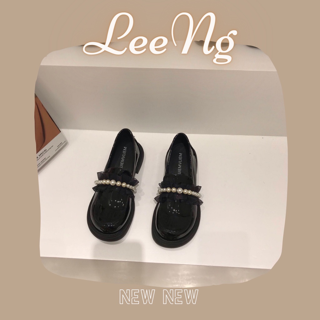 Giày lolita nữ da bóng ulzzang phong cách Hàn Quốc GIÀY ĐÍNH BÈO NGỌC SANG CHẢNH CAO 3cm