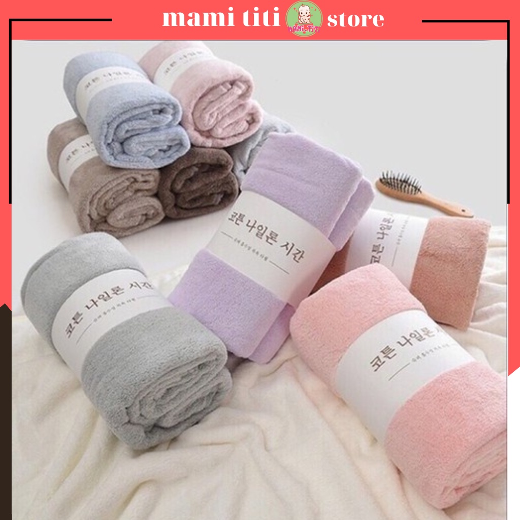 Khăn tắm hàn quốc, Khăn tắm lông cừu hàn quốc cao cấp 70x140 cm chất bông siêu mềm mịn thấm nước cực nhanh