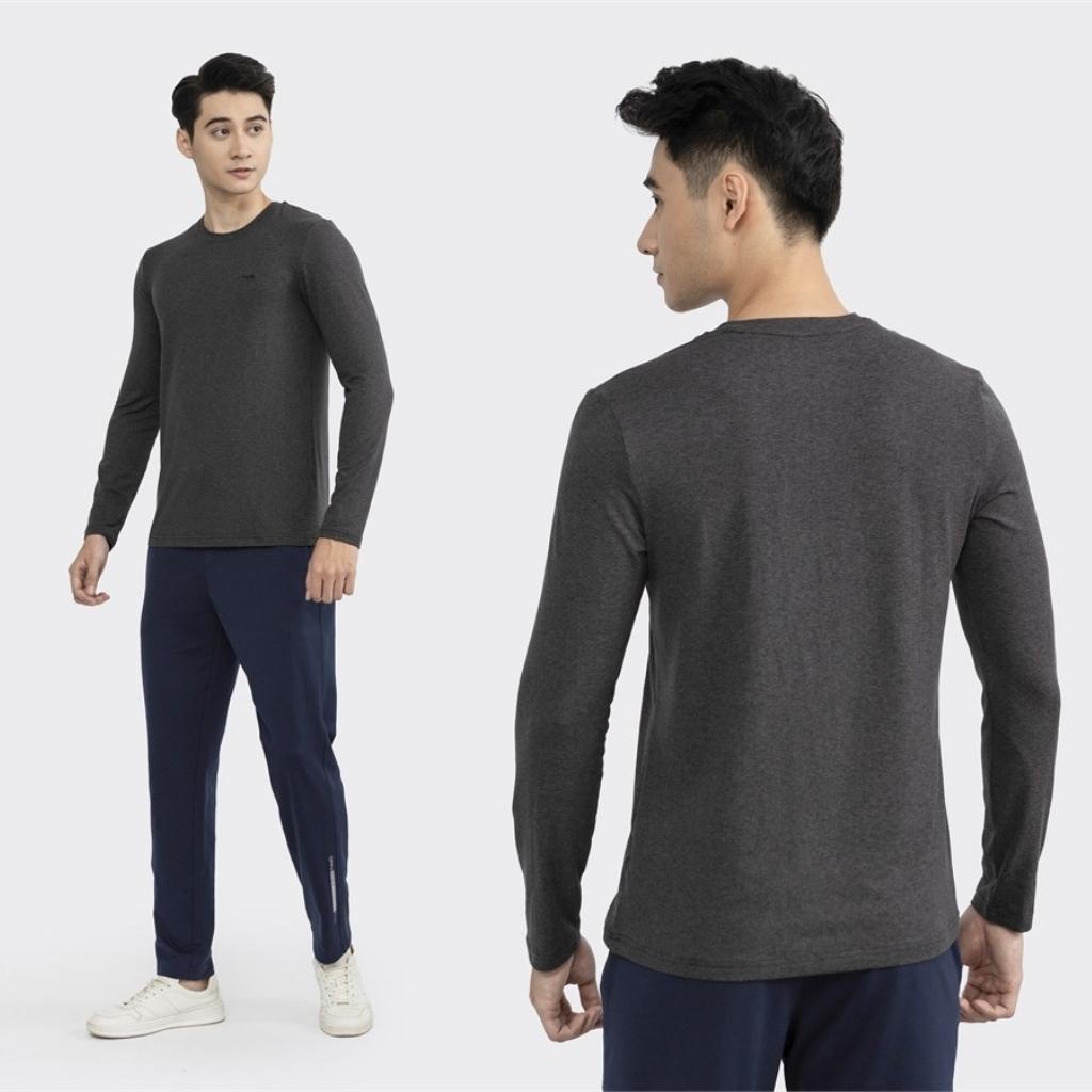 Áo Thun Thu Đông Dài Tay Nam Aristino ALT008W2 Trơn Màu Chất Poly Cation Cao Cấp dáng Regular Fit Suông Vừa Cổ Tròn