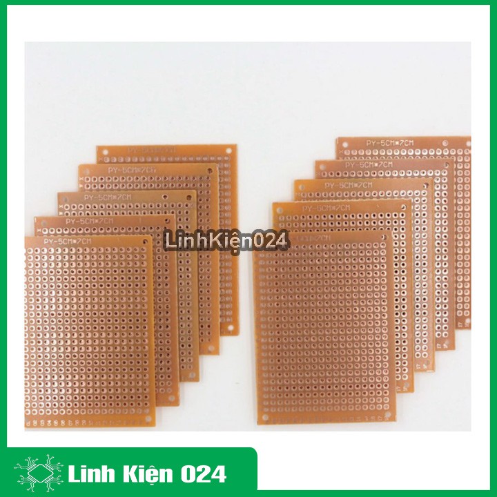 Phíp Đồng Lỗ - Bảng Mạch Đục Lỗ Sẵn PCB Nâu Kích Thước 5x7cm