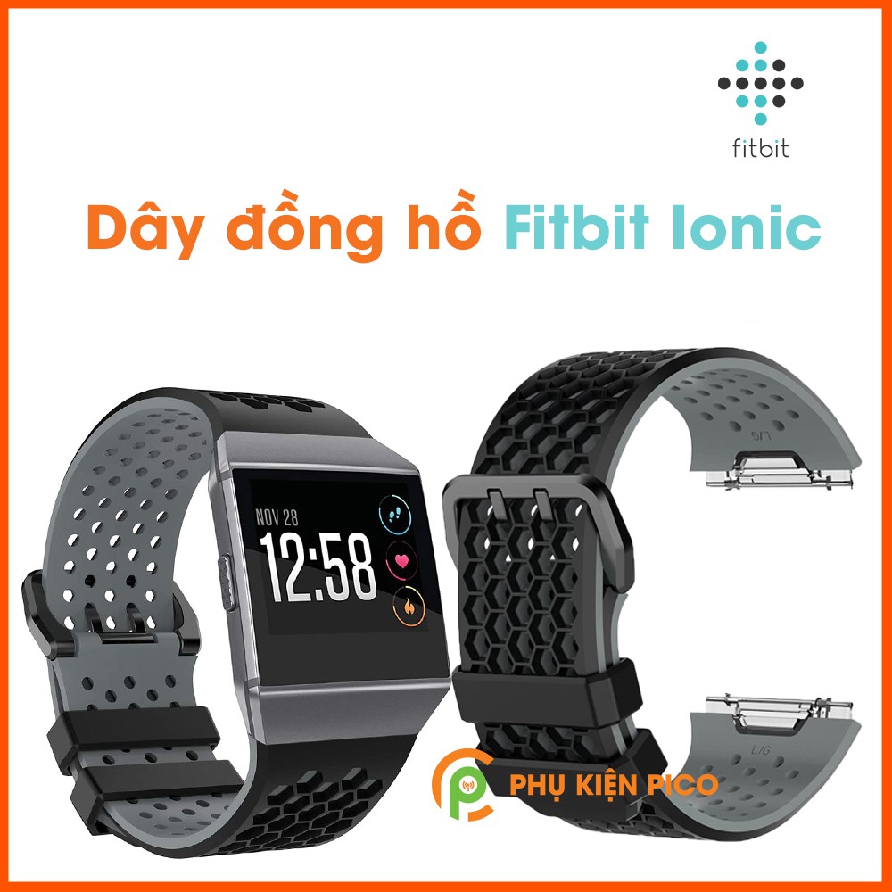 Dây đồng hồ Fitbit Ionic silicon hai màu có lỗ thoáng khí