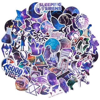 Sticker Galaxy set 3-50 cái ép lụa/ hình dán chủ đề galaxy màu sắc