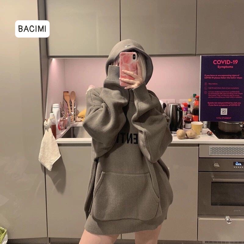 Áo Mũ Hoodie ESSENTITALS Form Rộng, áo nỉ hai màu chất dày dặn mặc cực ấm, trẻ trung năng động BACIMI | BigBuy360 - bigbuy360.vn