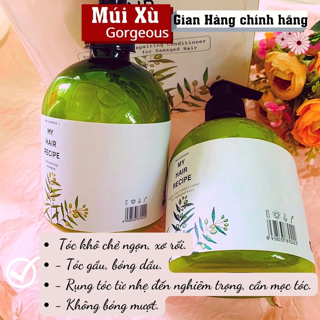 Bộ dầu gội xả gừng Gorgeous giảm rụng tóc, bết, khô, chẻ ngọn, kích thích mọc tóc nhanh