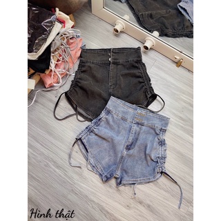 Quần short jean rút dây 2 bên