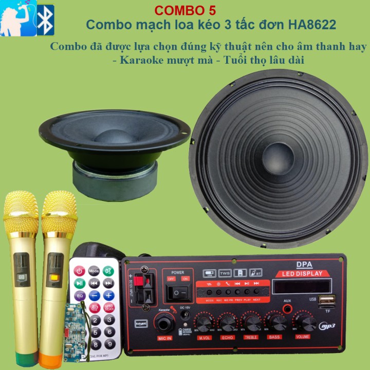 Combo mạch loa kéo 3 tấc đơn HA8622