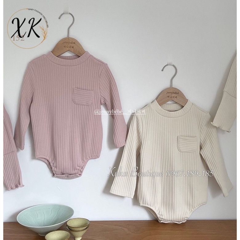 Bodysuit Dài Tay Đáp Túi Ngực Bé Trai Bé Gái (6-15kg) Chất Co Giãn Mềm Mịn Dày Dặn Hãng Jennybebe Cao Cấp [ảnh Thật]
