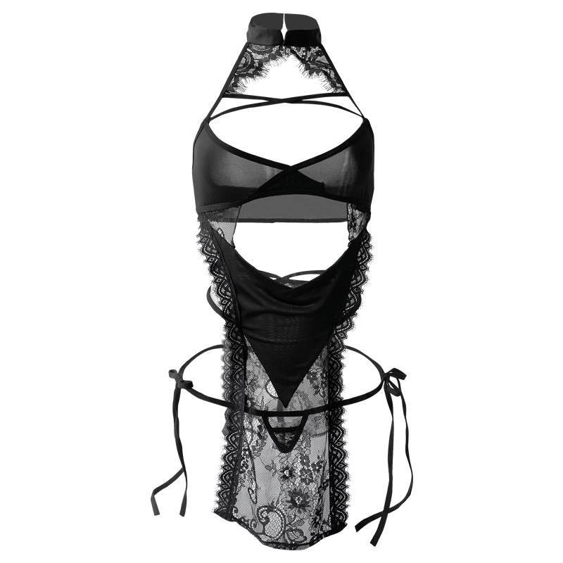 Bộ Đồ Ngủ Kiểu Sườn Xám Phối Ren Gợi Cảm Cho Nữ