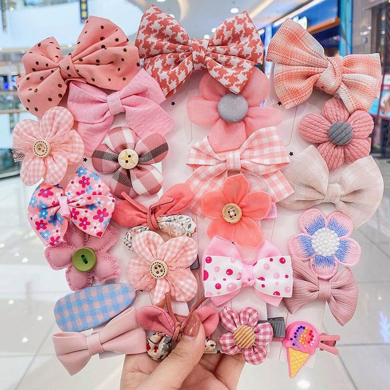Set 8 Kẹp Tóc Nơ Xinh Xắn Cho Bé Gái