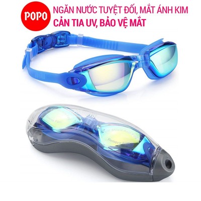 Kính bơi người lớn POPO 2360 tráng gương cản tia UV phù hợp cho nam nữ, cho bé từ 8 tuổi thi đấu