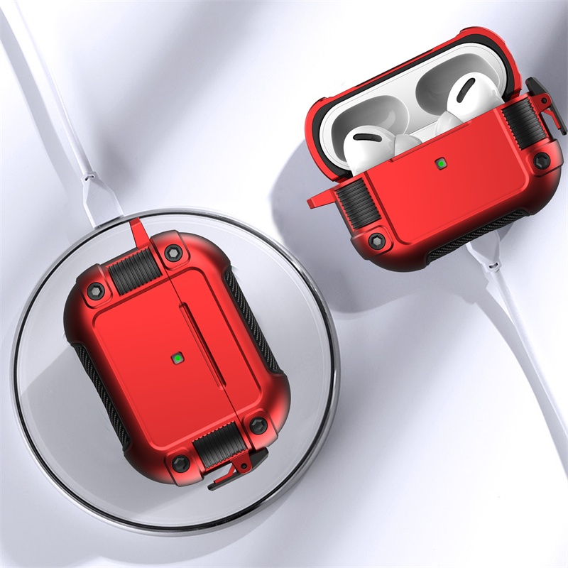 Vỏ bảo vệ hộp sạc tai nghe LENUO chống sốc có móc khóa chống thất lạc thích hợp cho Airpods 1 2 3 Pro