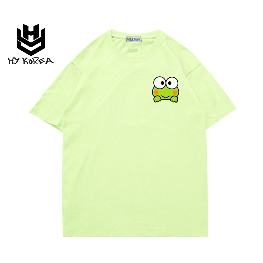 Áo thun cute tay ngắn nữ HY KOREA Vải cotton 75% form rộng in hình Ếch cười mỉm 504