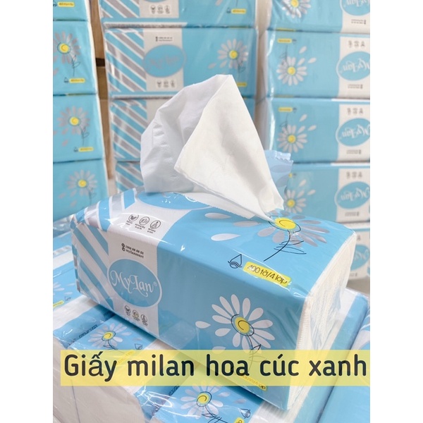 Bịch 5 gói giấy milan hoa cúc xanh gói 400 tờ/4lớp.