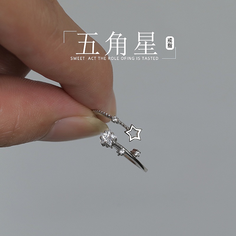 Nhẫn hở có thể điều chỉnh hình sao băng đính kim cương giả đơn giản dành cho nữ