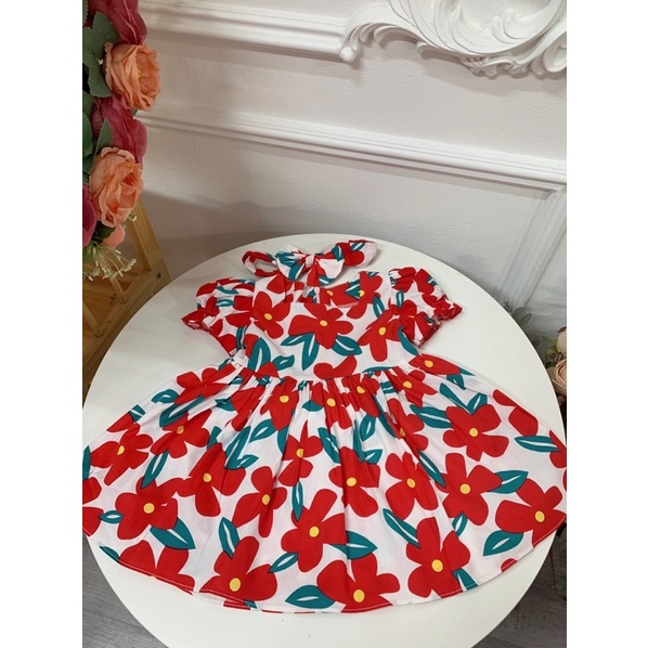 Váy hoa bé gái xinh xắn 🌷tặng kèm nơ đầu