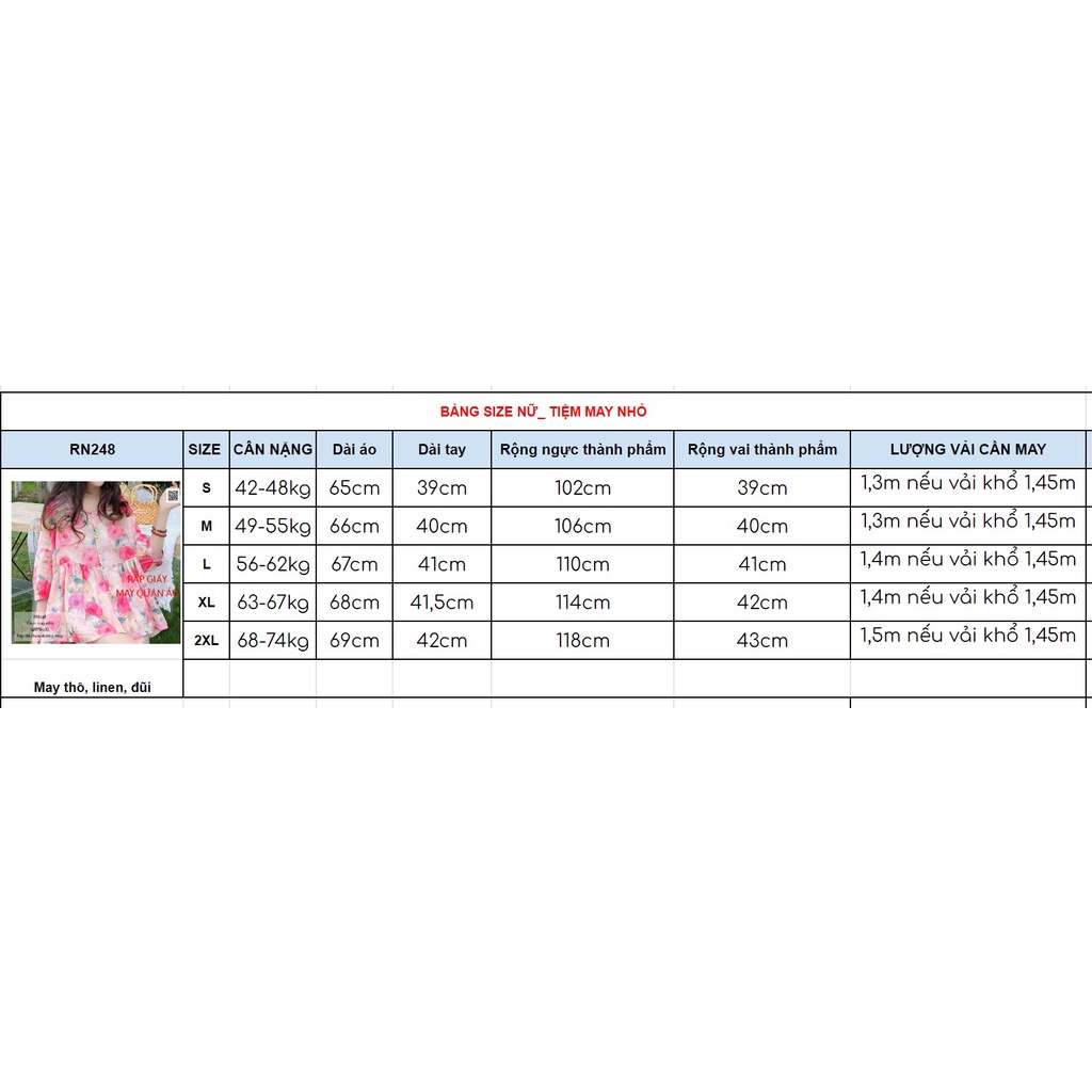 RN248_Rập giấy may áo babydoll tay thường nữ