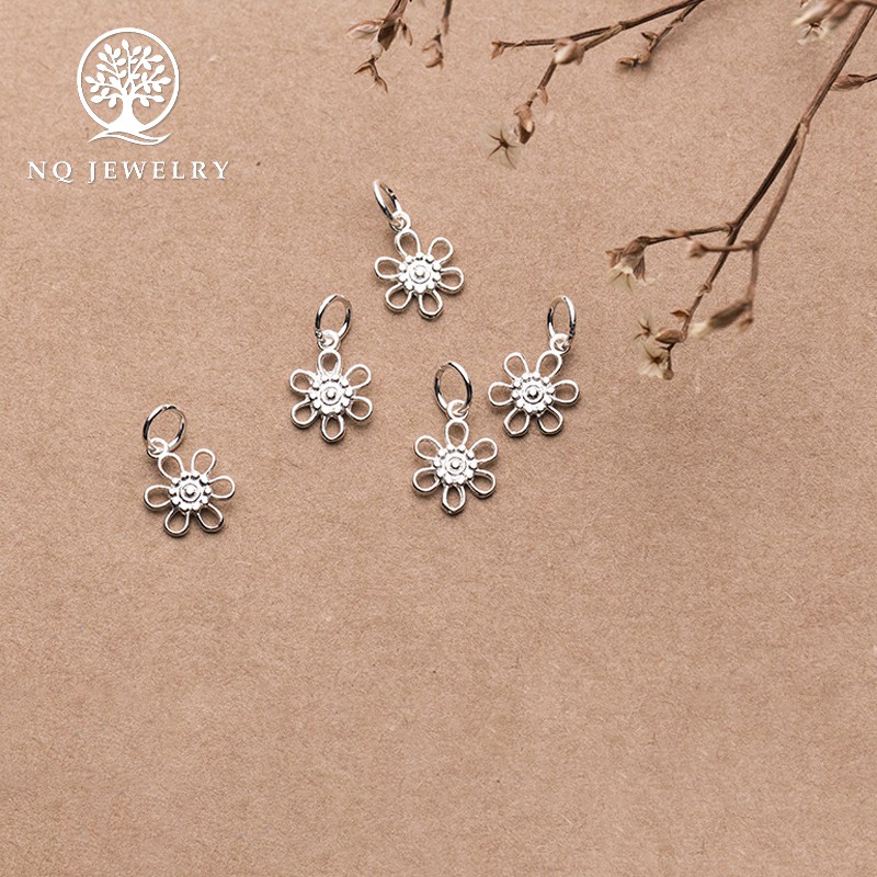 Combo 5 charm bạc hình hoa sáu cánh mặt treo 9*12mm - NQ Jewelry