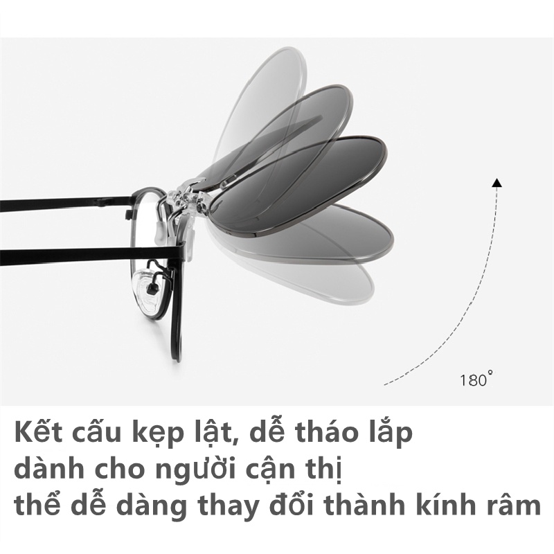 Mắt Kính mát kẹp  kính râm cận thị cho nam/nữ - Gọng kim loại Hàn Quốc thời trang chống tia UV