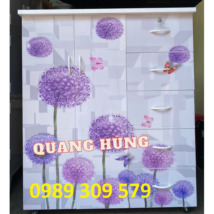 TỦ NHỰA ĐÀI LOAN 2 CÁNH 5 HỘC IN 3D CAO CẤP HCM