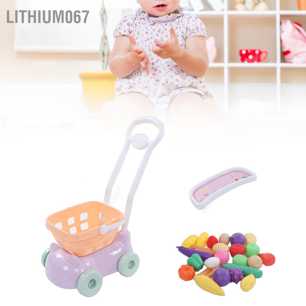Lithium067 Giỏ đồ chơi Phụ kiện nhà bếp hàng Đồ Bộ Màu sắc dễ thương Giả vờ Chơi phụ thực phẩm cho trẻ em