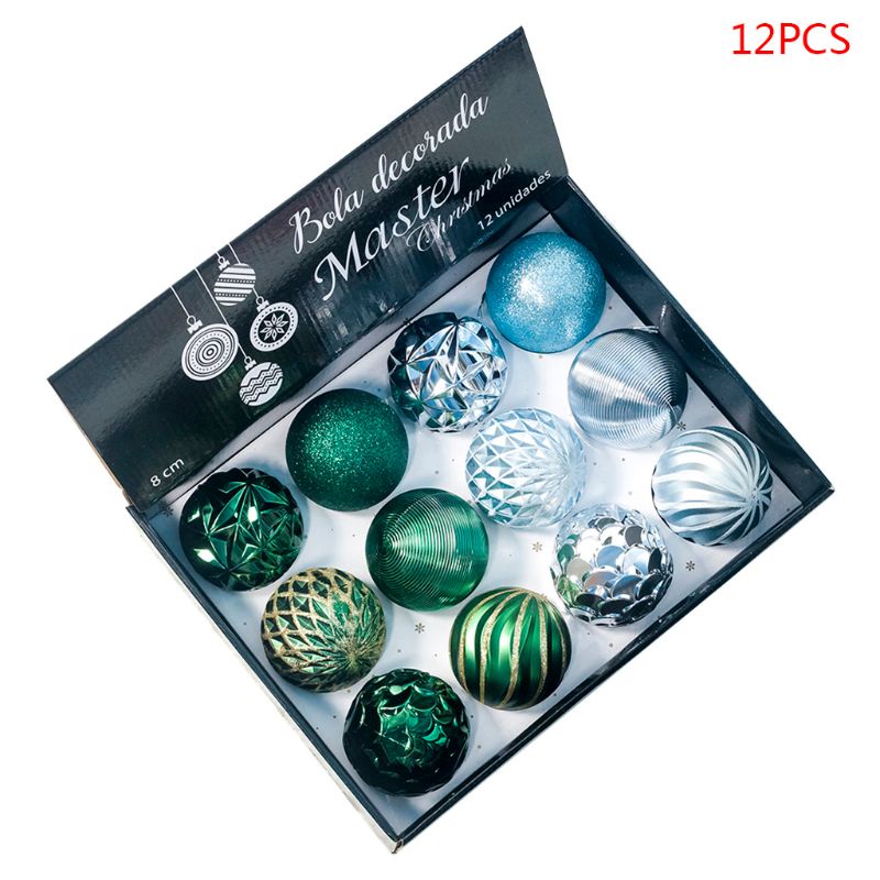 Set 12 Trái Châu 8cm Trang Trí Cây Thông Giáng Sinh / Năm Mới