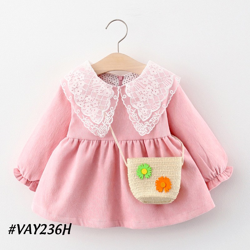 Váy bé gái, đầm bé gái họa tiết xinh thời trang cho bé từ 6 tháng đến 3 tuổi VAY236