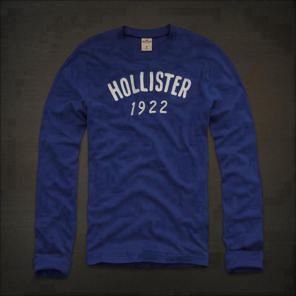 HOLLISTER Áo thun tay dài màu xanh dương in chữ Ricks CLOTHING #0-9