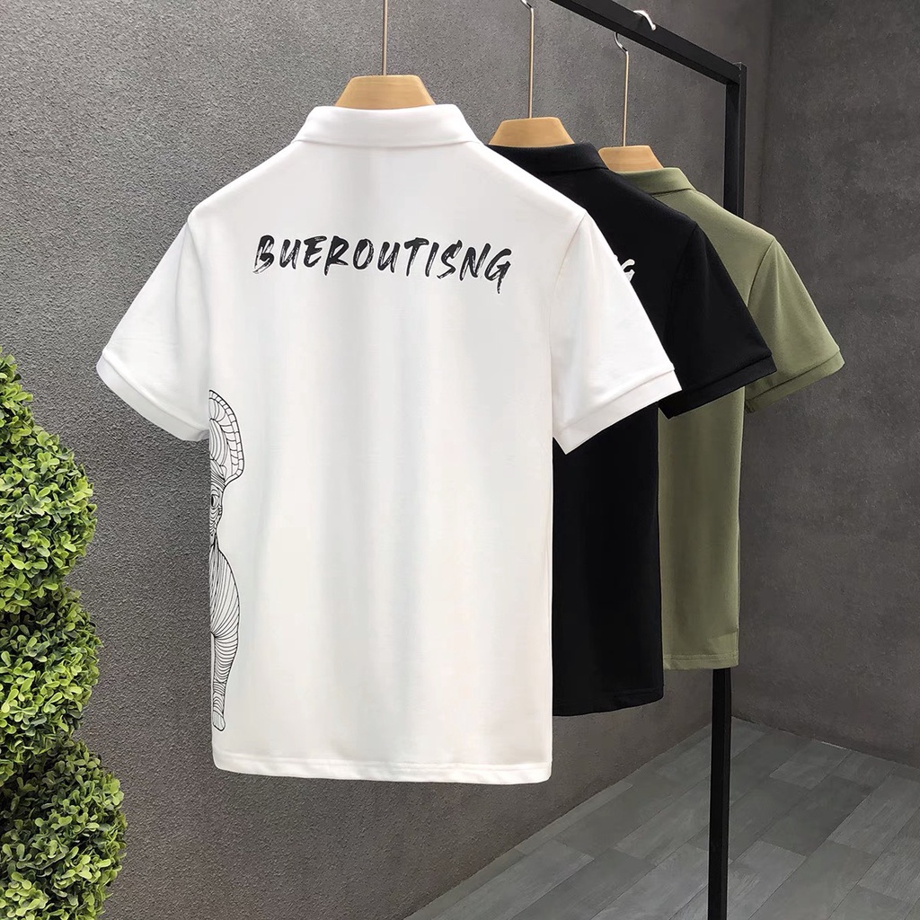 Áo polo nam form rộng cao cấp đẹp unisex có cổ màu trắng đen xanh rêu vải cá sấu Muradfashion MRT20
