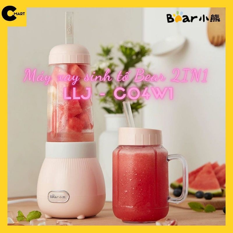 🍀Máy xay sinh tố Mini Cầm tay LLJ-C04W1-Máy xay trái cây chính hãng Bear!