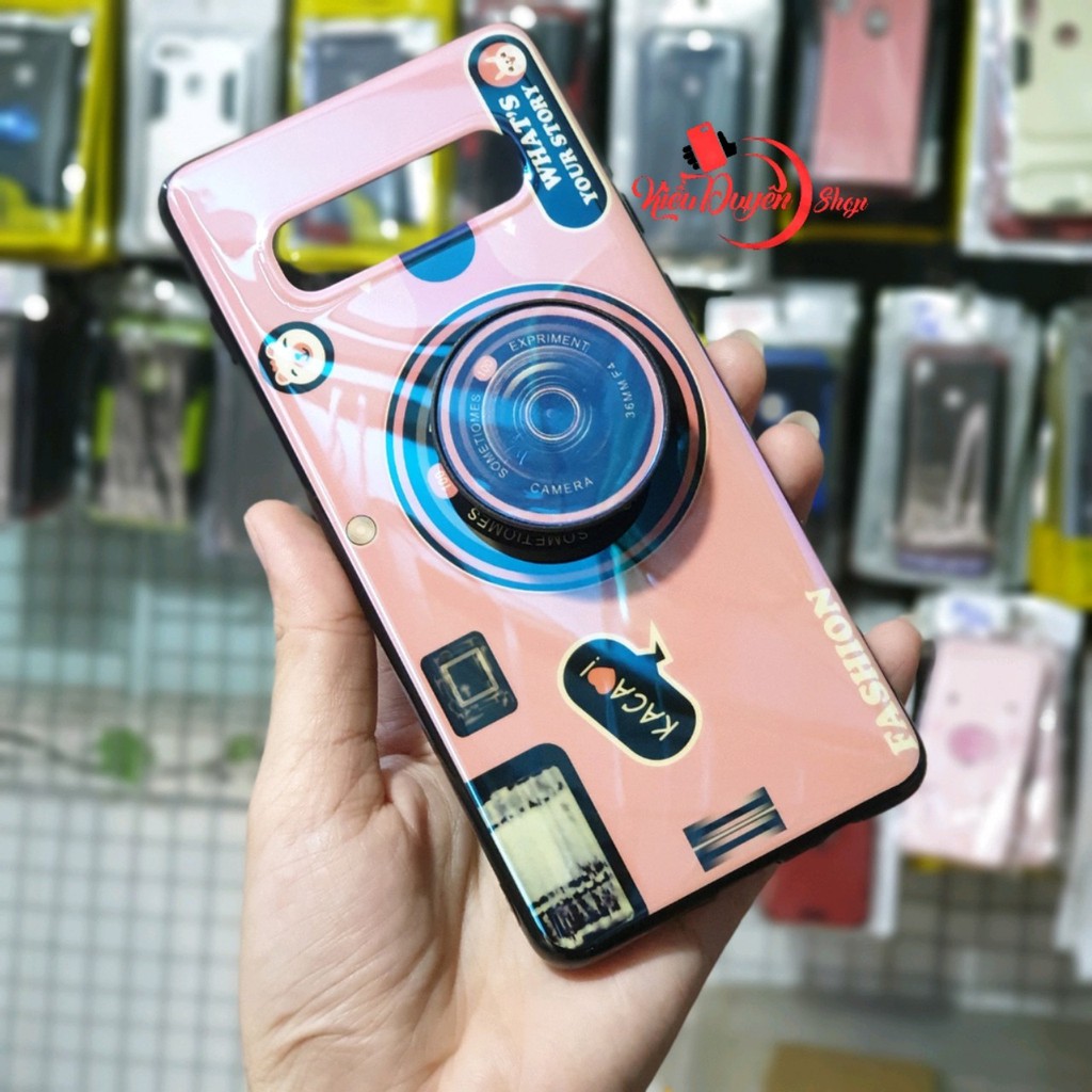 Ốp lưng Samsung Galaxy S10 Plus,S10 hình máy ảnh kèm giá đỡ và dây đeo