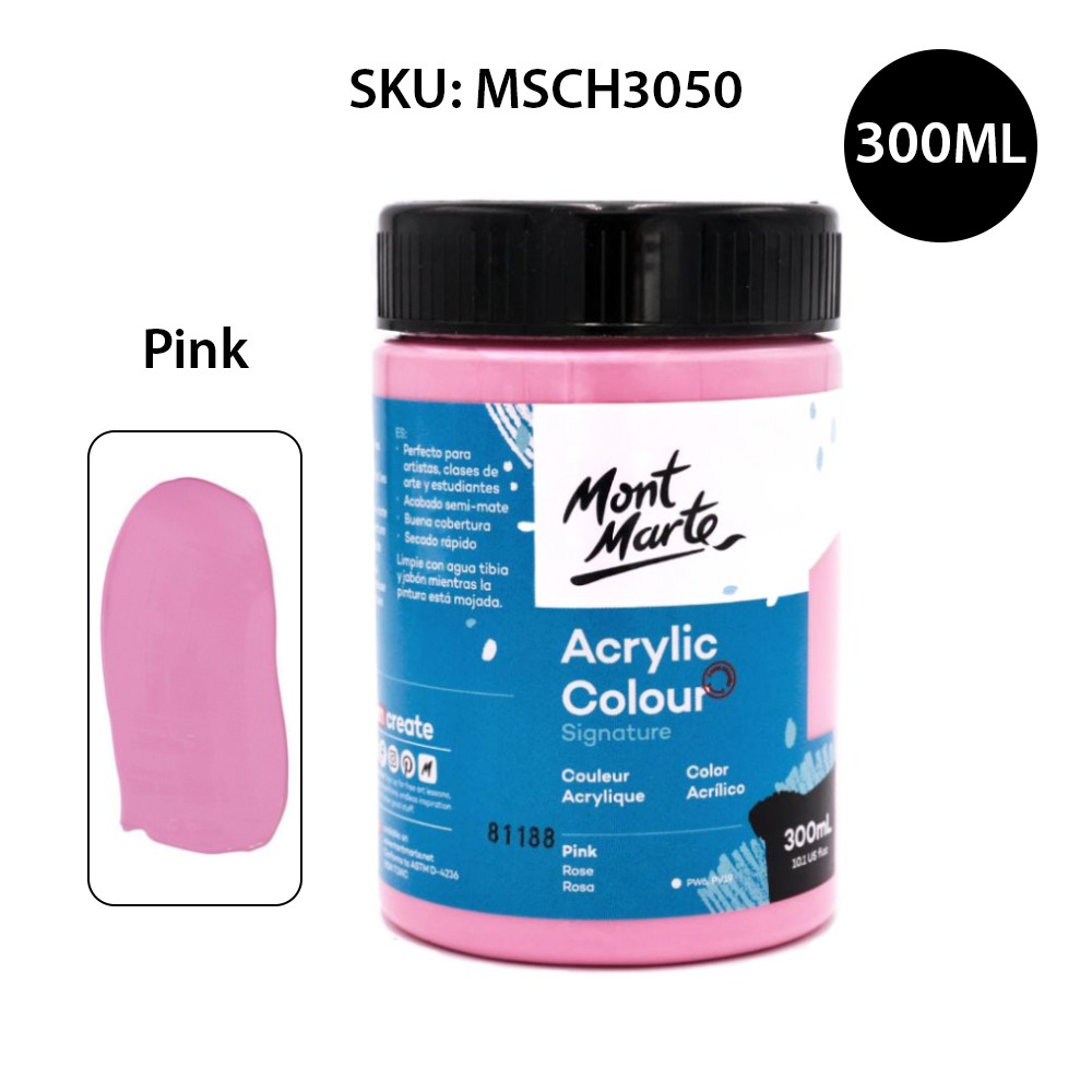 Màu Acrylic Mont Marte 300ml - Pink - Acrylic Colour Paint Signature 300ml (10.1oz) - MSCH3050