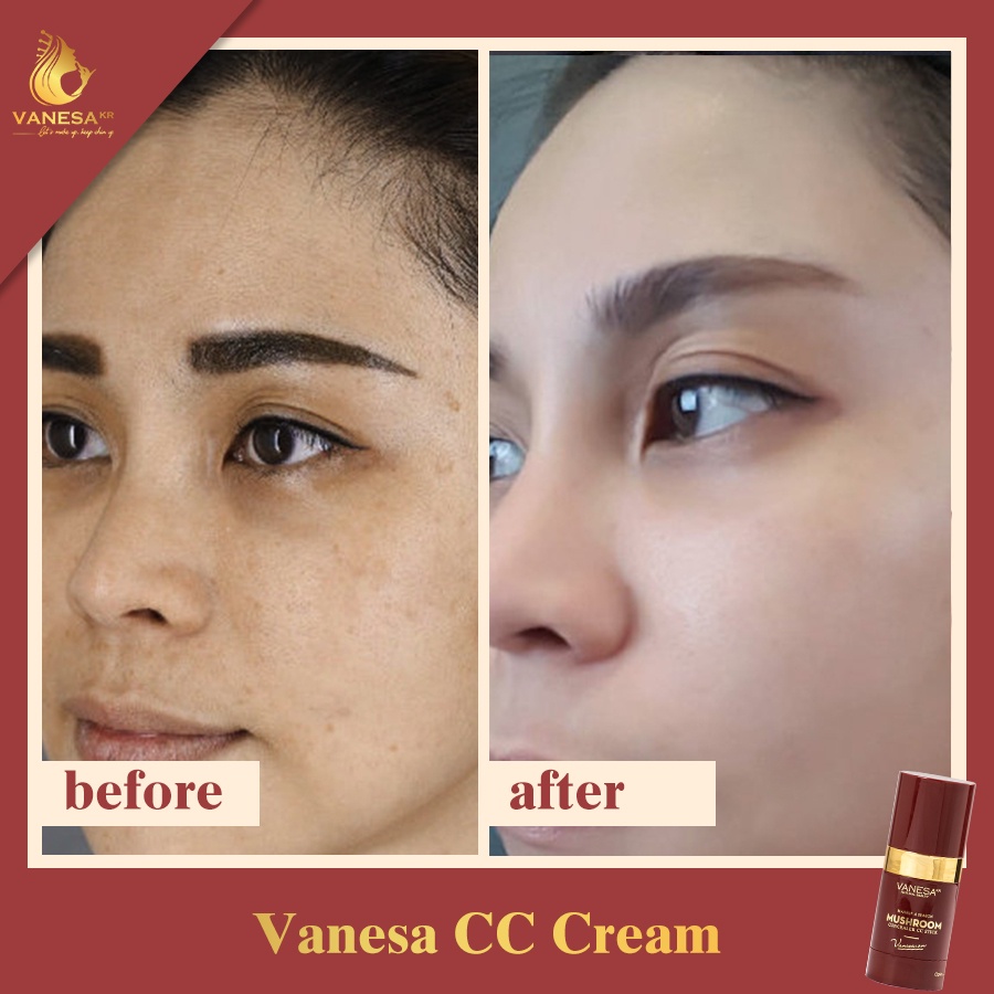 Kem nền trang điểm CC VANESA MUSHROOM Concealer Stick che khuyết điểm mềm mịn, nâng tone chống nước kèm mút tán kem
