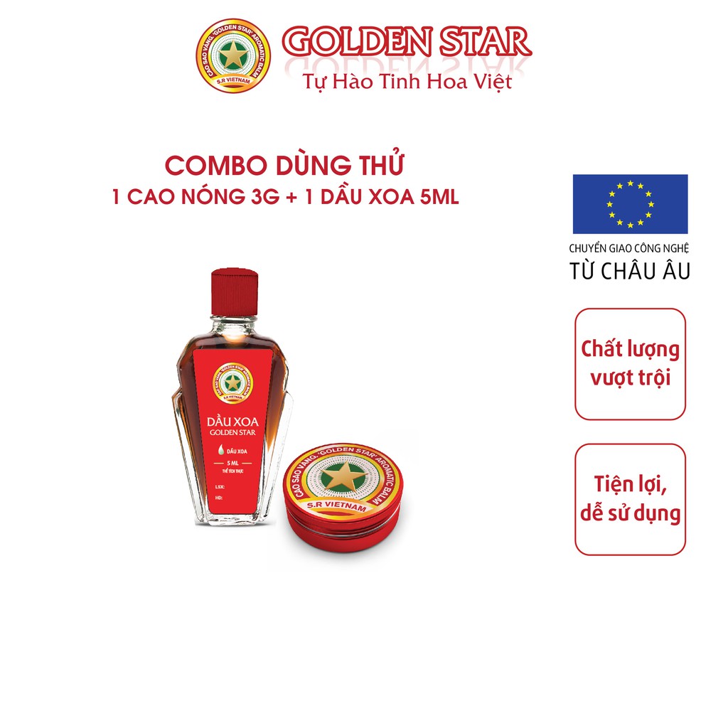 Bộ đôi Dầu gió 5ml và Cao sao vàng Golden Star 3g