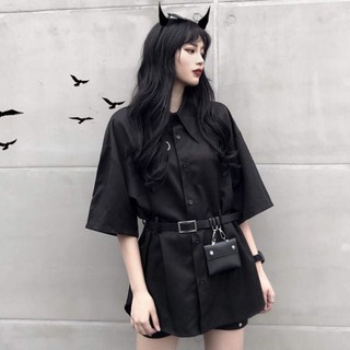 Áo sơmi dây thắt lưng túi hộp Ulzzang