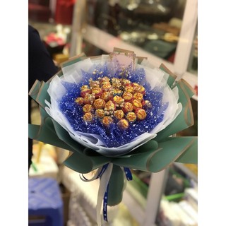 Bó hoa kẹo mút màu xanh 35c siêu đẹp NT