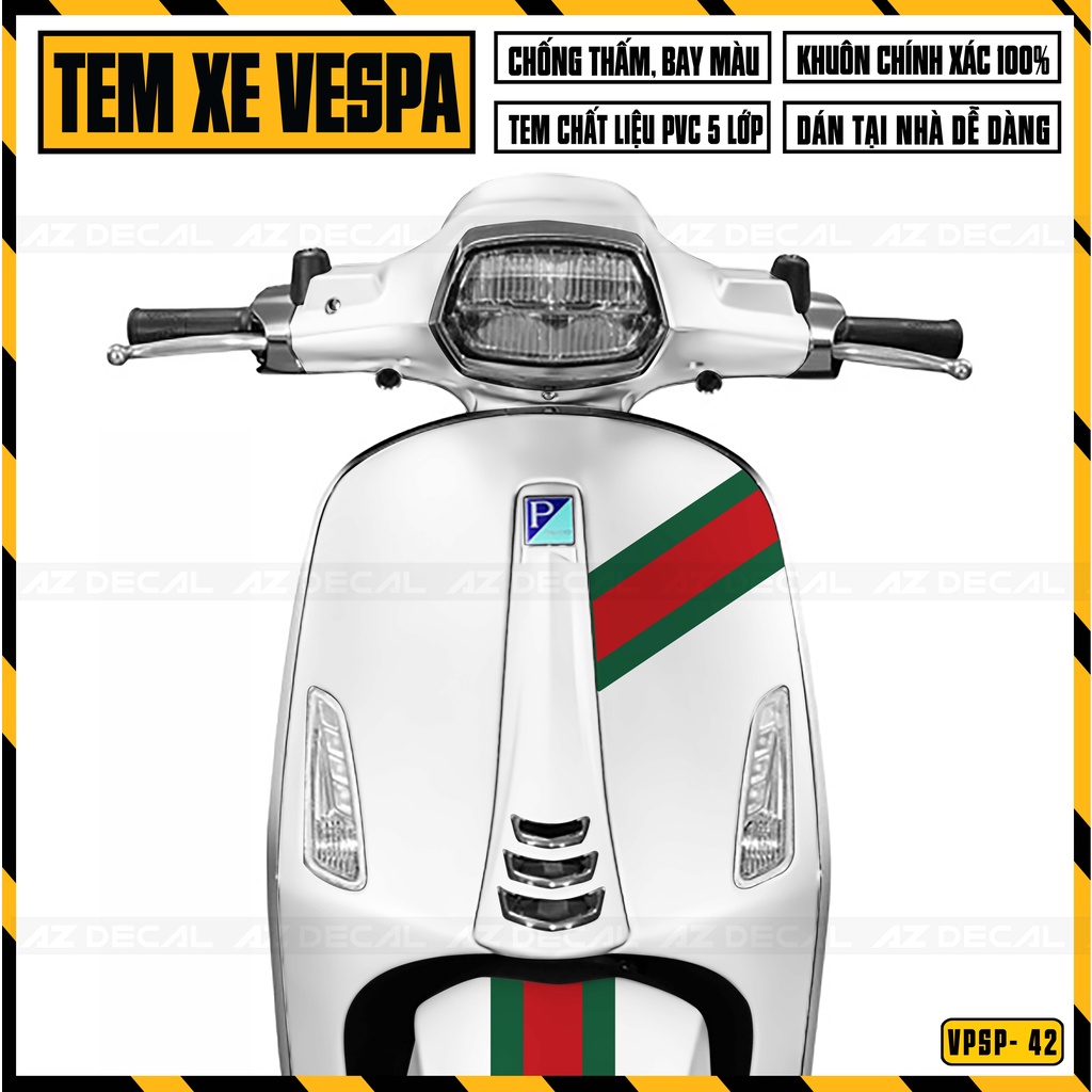 Tem Xe Vespa Sprint / Primavera Mẫu Guccii | VPSP42 | Decal Rời Dễ Dán, Chống Nước, Chống Phai Màu