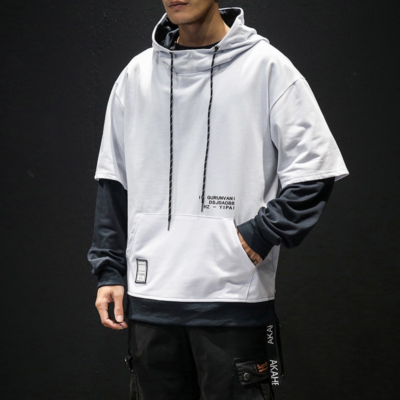 Áo Hoodie Giả Hai Lớp Dáng Rộng Phong Cách hong kong Thời Trang Mới 2022 Cho Nam