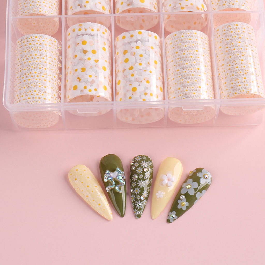 Miếng Dán Trang Trí Móng Tay Tự Dính Chống Thấm Nước Họa Tiết Hoa Xinh Xắn