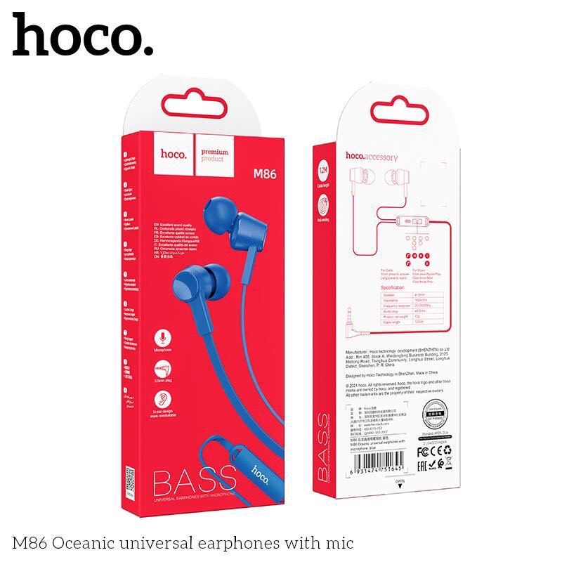 ✅Tai nghe dây nhét tai HOCO M86 Kèm mic đàm thoại Jack 3.5mm chống tiếng ồn-BH 12 Tháng
