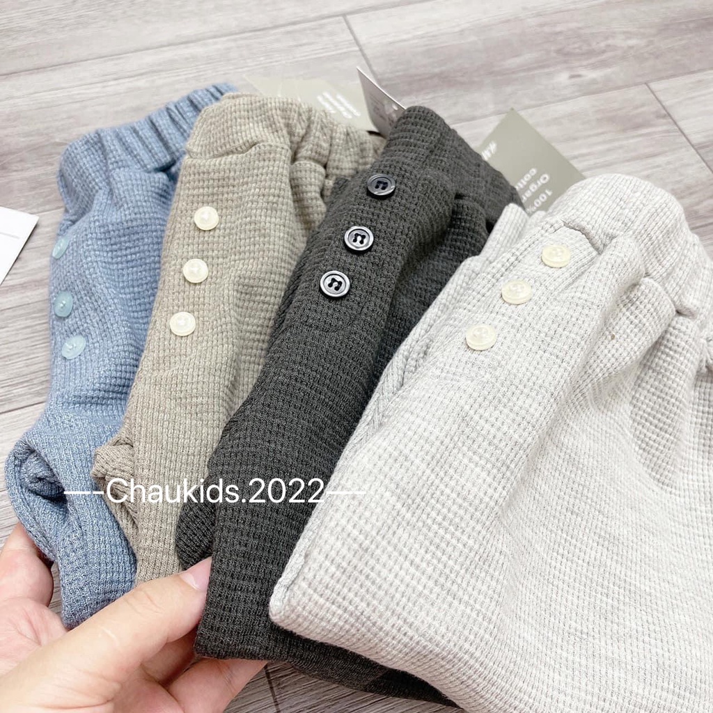Quần dài thu đông bé trai, quần dài chất tổ ong dáng jogger 3 cúc cho bé trai, bé gái