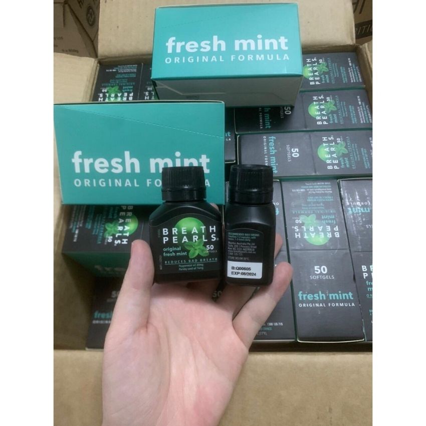 Thơm miệng thảo dược Breath Pearls, giảm mùi miệng cho người lớn, phụ nữ và bé trên 6 tuổi chính hãng từ Úc