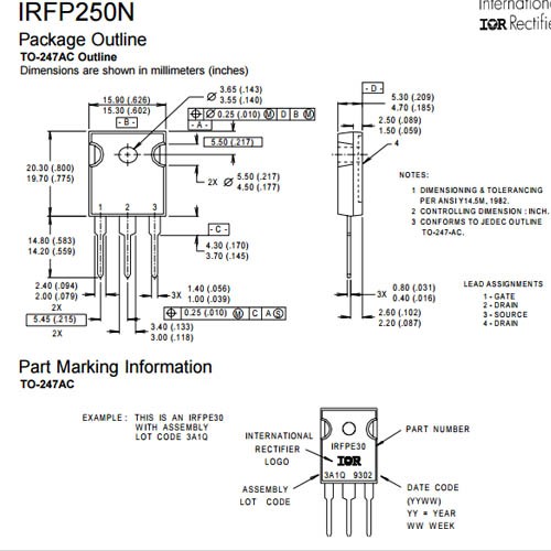 Linh Kiện IRFP250 TO247 MOSFET N-CH 30A 200V