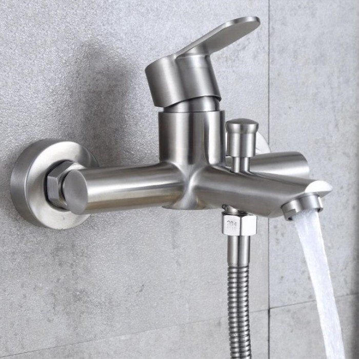 Củ sen tắm nóng lạnh củ tròn giá rẻ inox 304 cao cấp tặng kèm 2 chân Z - QM0025
