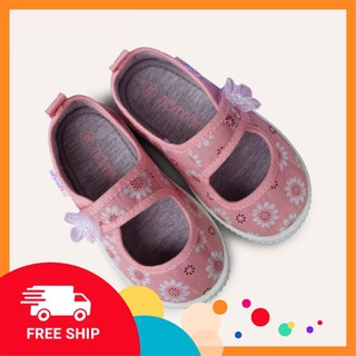 Giày búp bê cho bé gái quai dán NomNom EPG1914 Hồng Đông Ấn