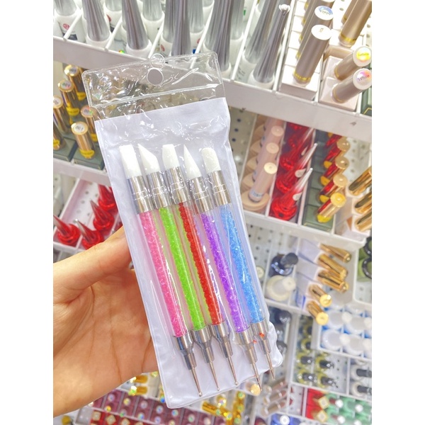 Bộ 5 cây 2 đầu chấm bi dán fion