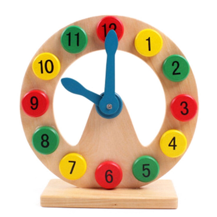 Kids Education Wooden Colorful Clock Early Educational Toy Toddler Baby Toys Kids T