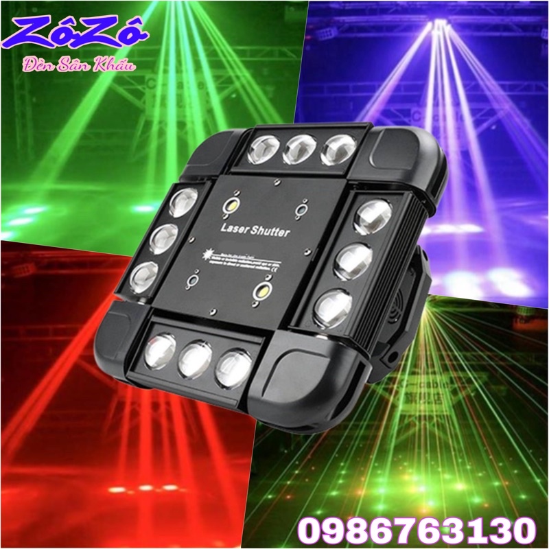 Moving vuông 12  mắt+ chớp+laser ,đèn sân khấu