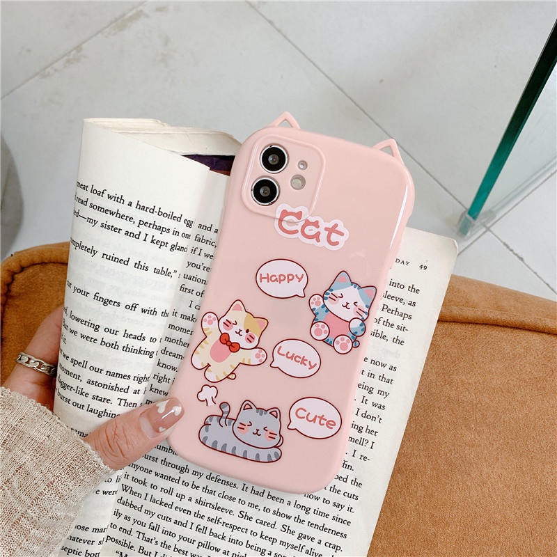 Ốp điện thoại tpu kiểu dáng tai mèo sáng tạo cho iPhone 12 11 Pro Max X Xs Max Xr 8 7 Plus
 | BigBuy360 - bigbuy360.vn